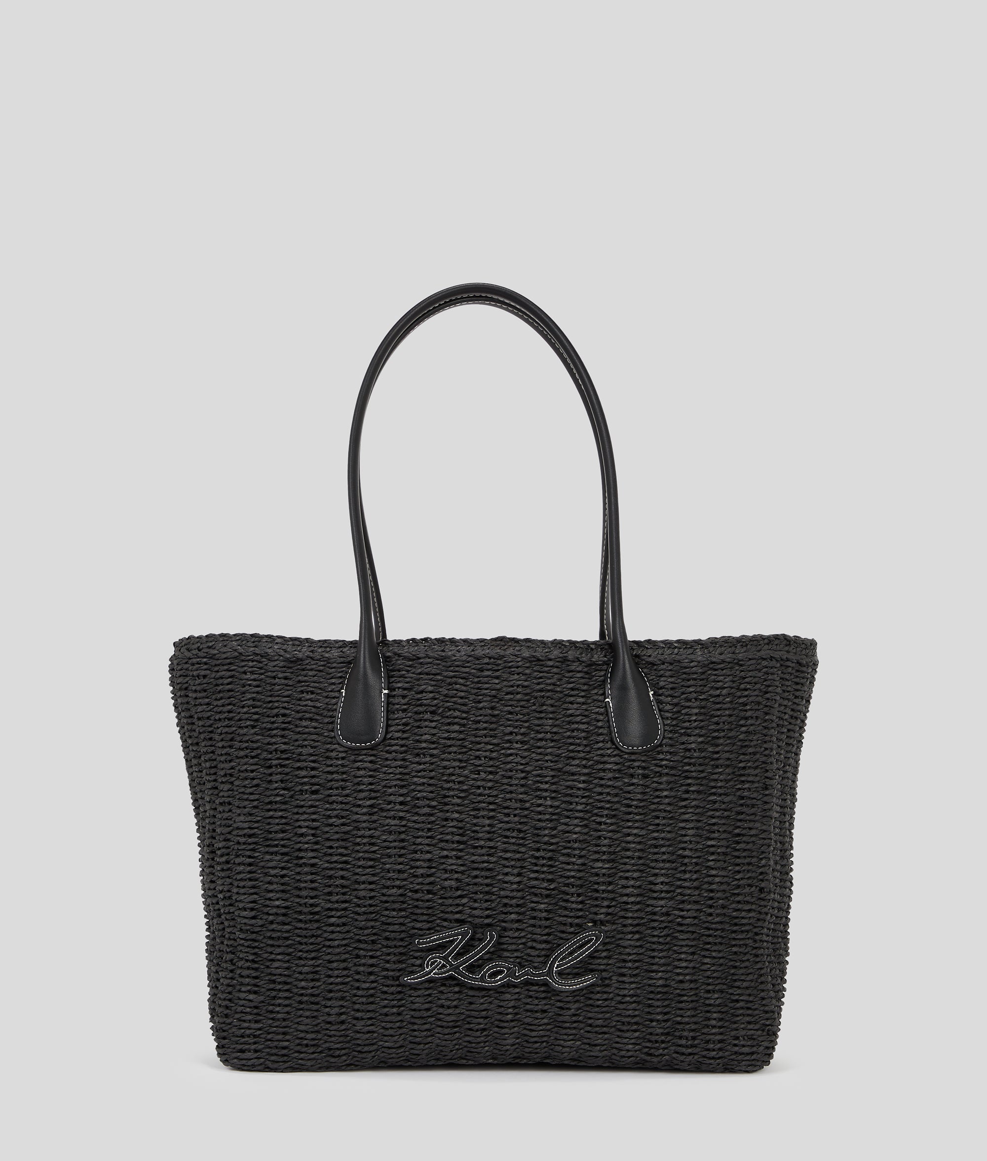 K/Signature small woven beach tote bag