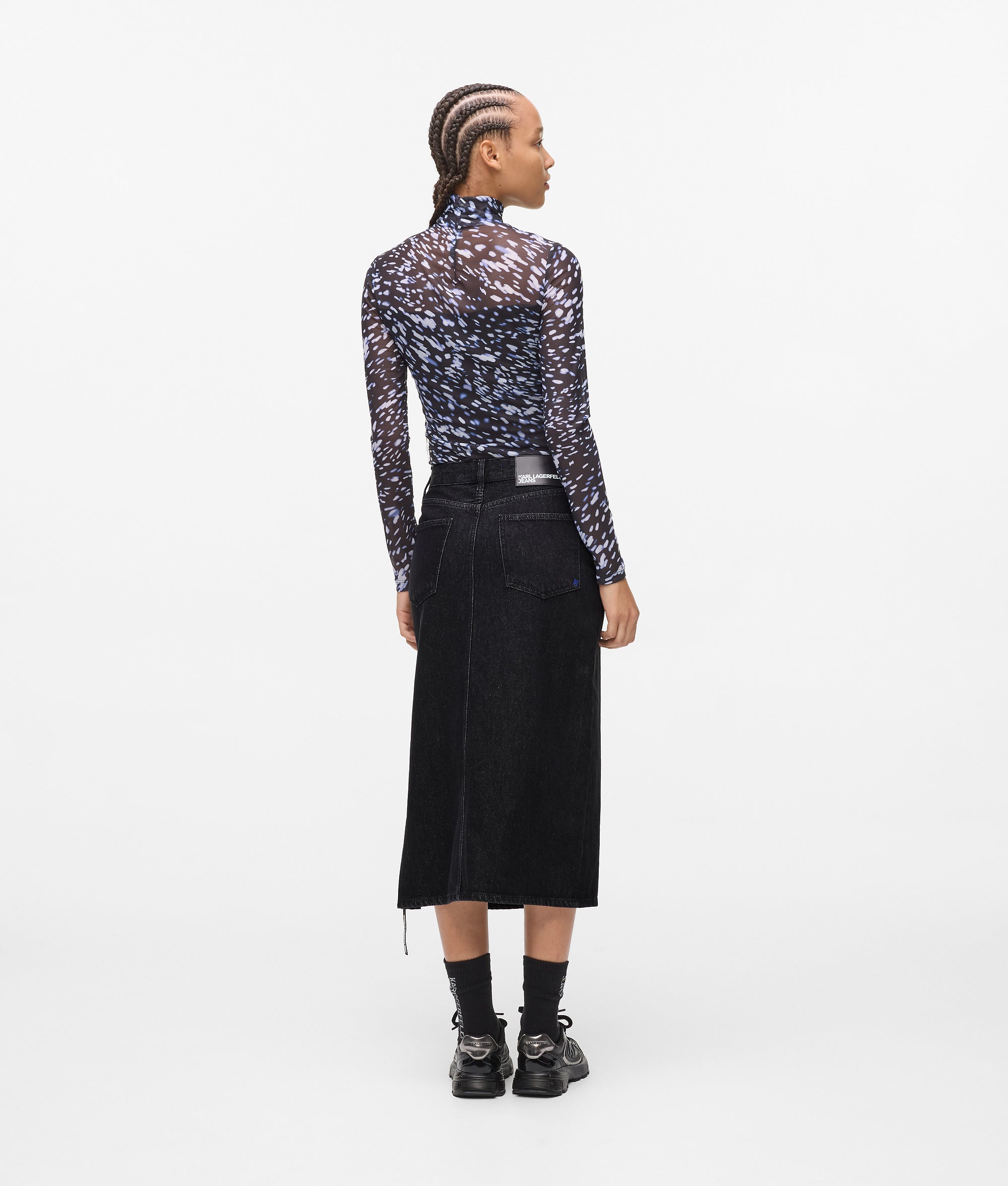 Lace-up midi denim skirt - Image 3