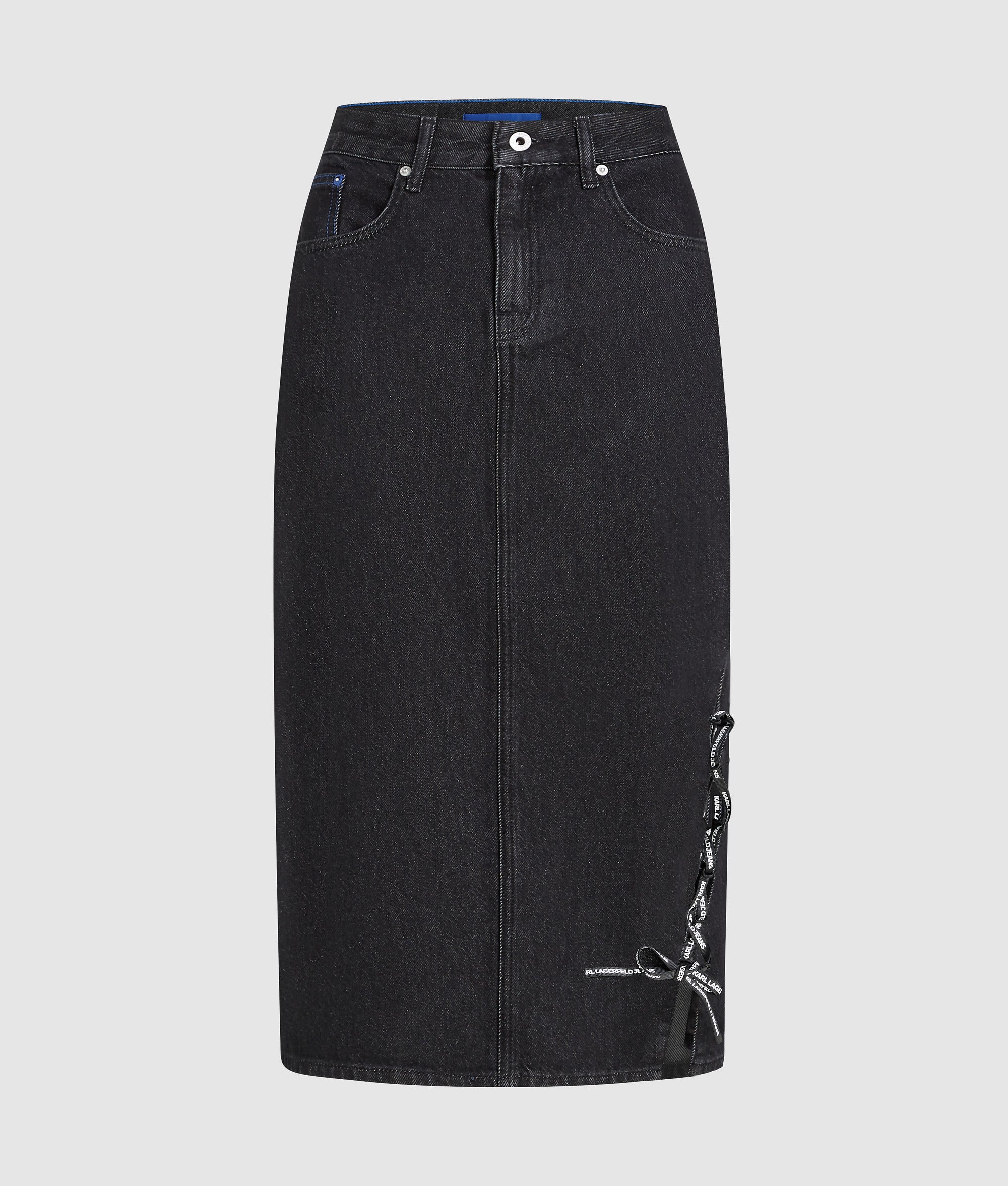 Lace-up midi denim skirt - Image 5