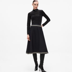 Boucl?? detail knit skirt