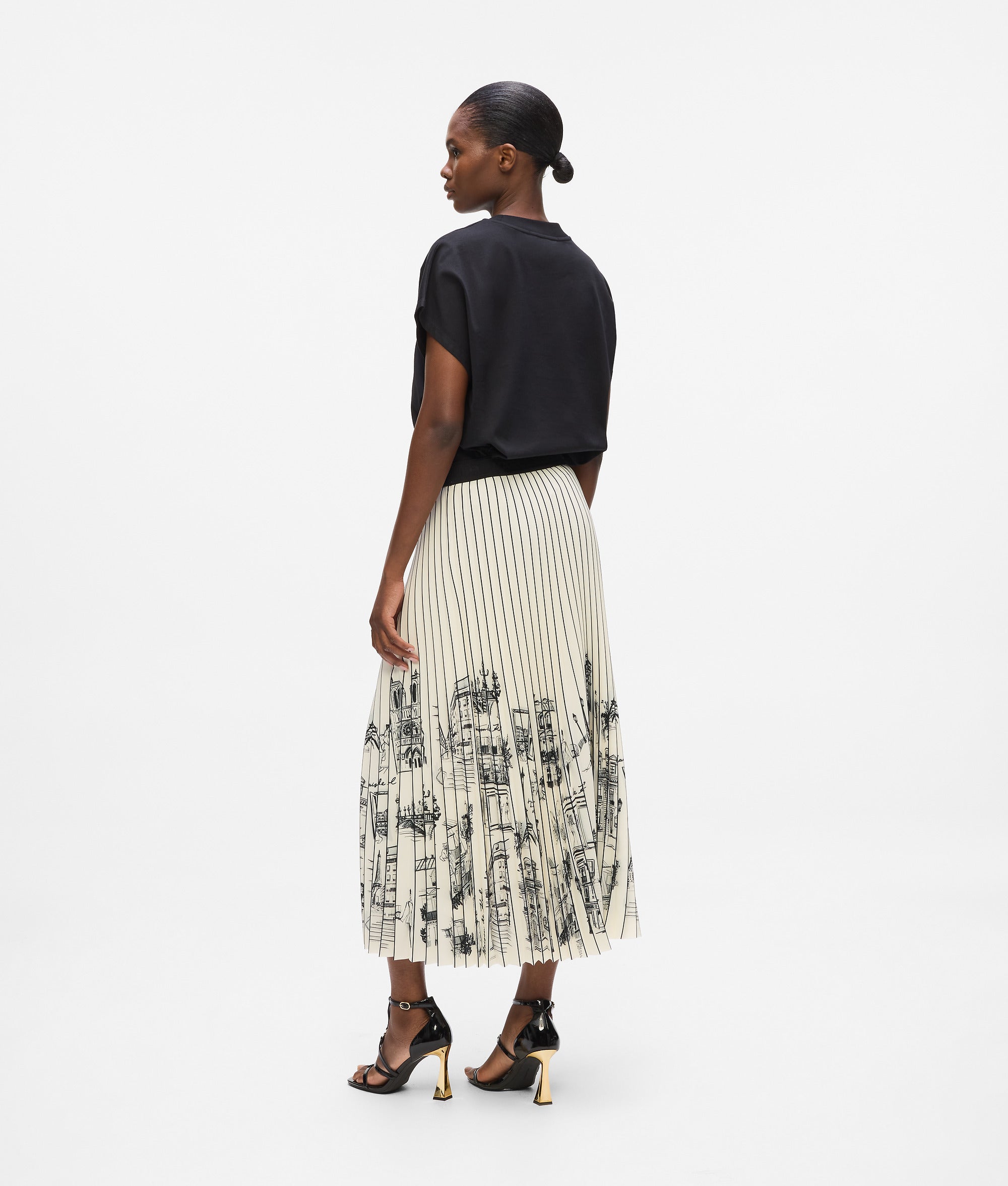 Paris sketch pleated skirt - Image 3