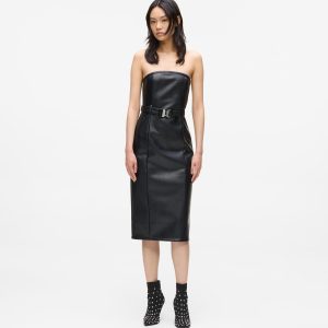 Faux-leather dress