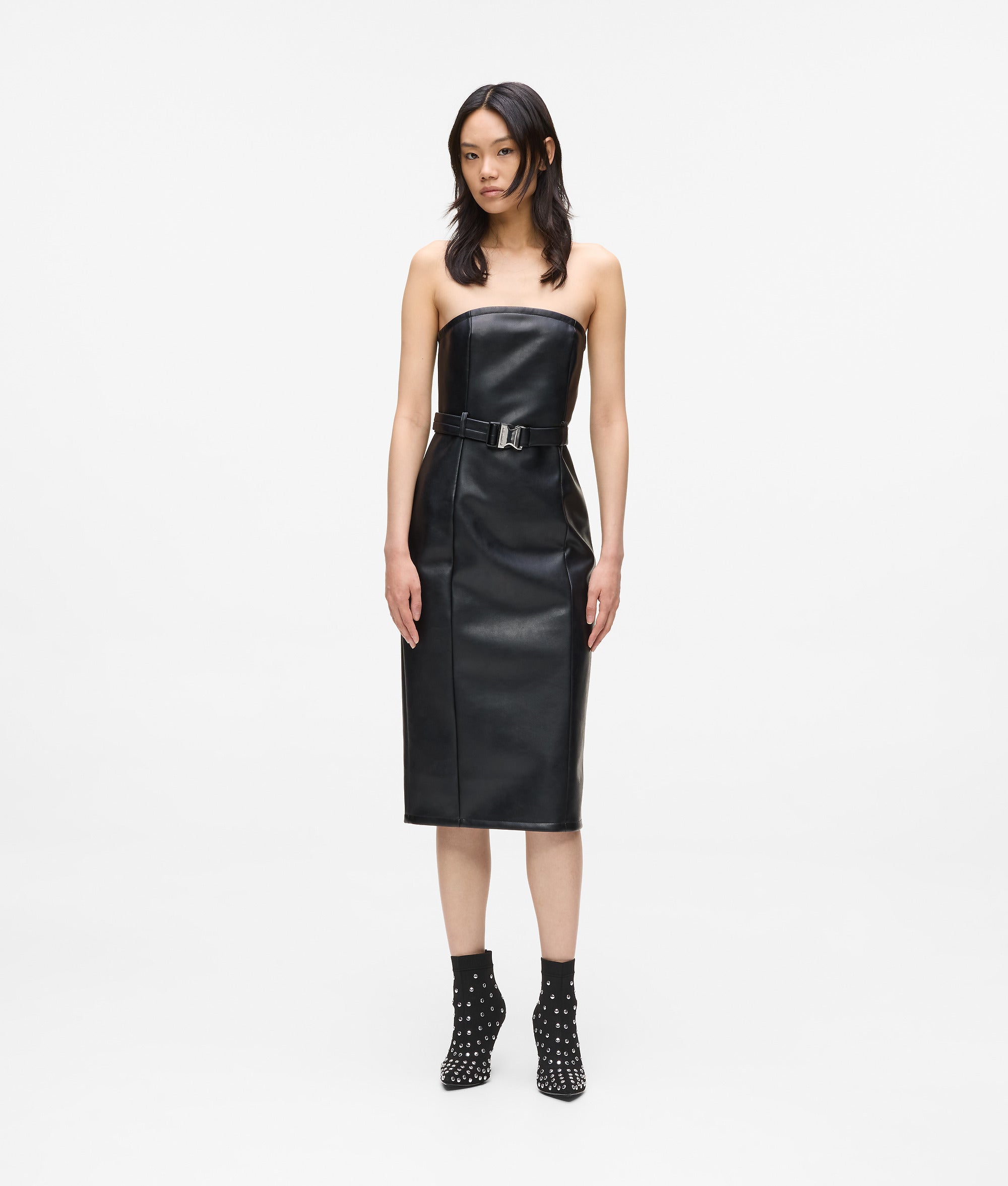 Faux-leather dress