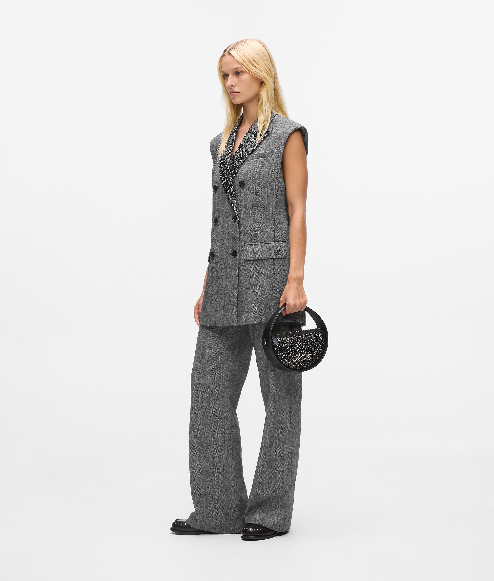 Sequin lapel tweed gilet - Image 4