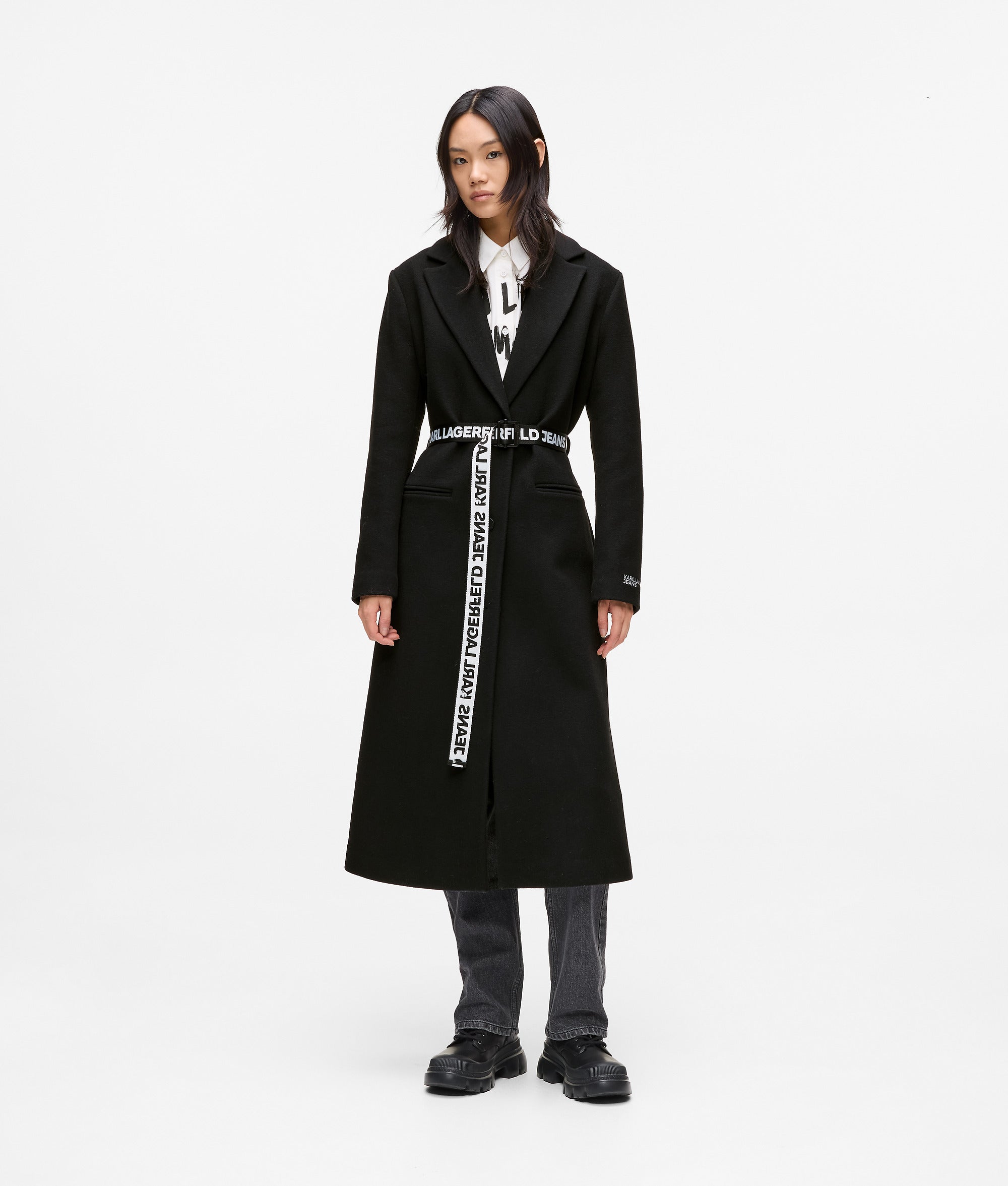 Logo belt coat
