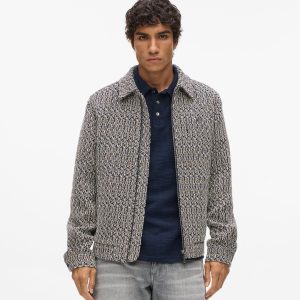 Zip-up boucl?? tweed jacket