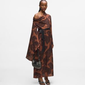 Fan print kaftan dress