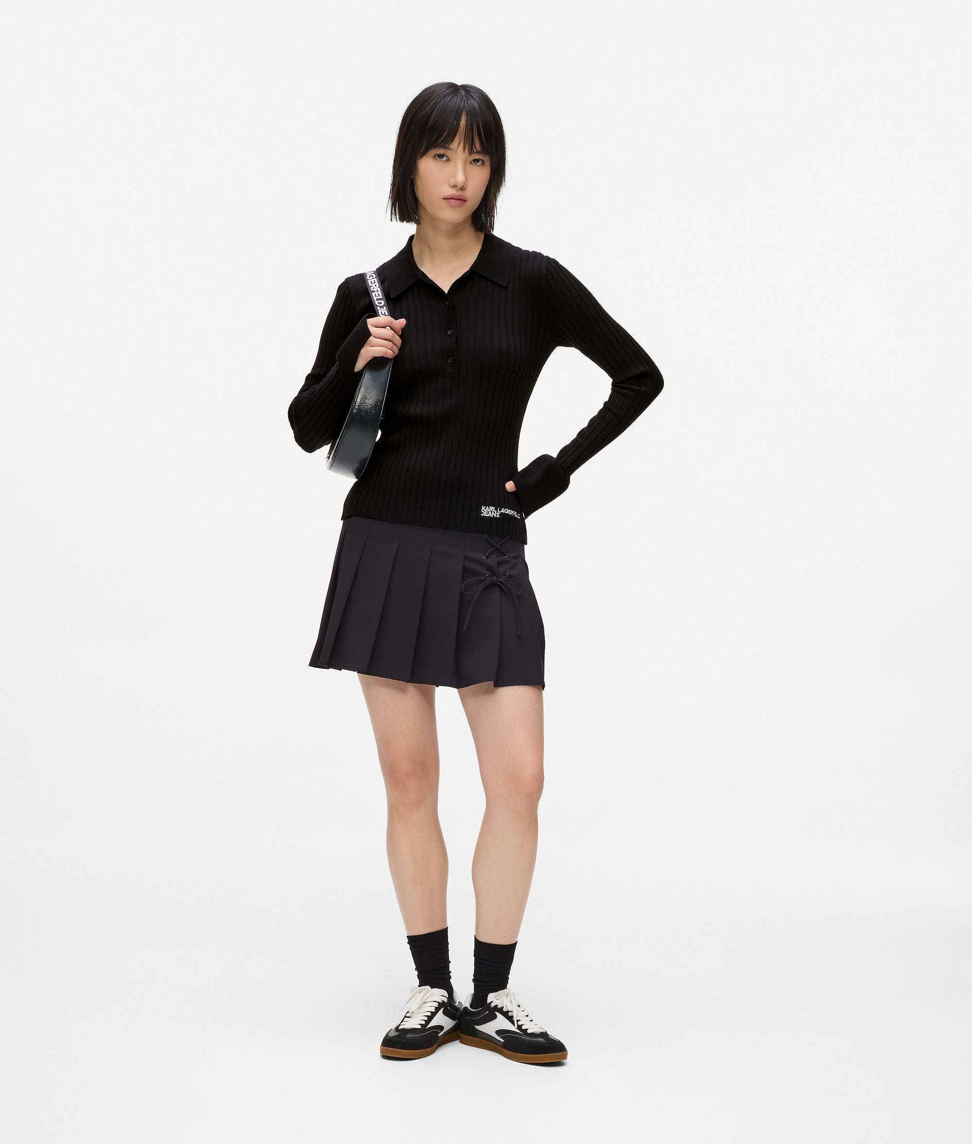 Long-sleeved knitted polo shirt - Image 4